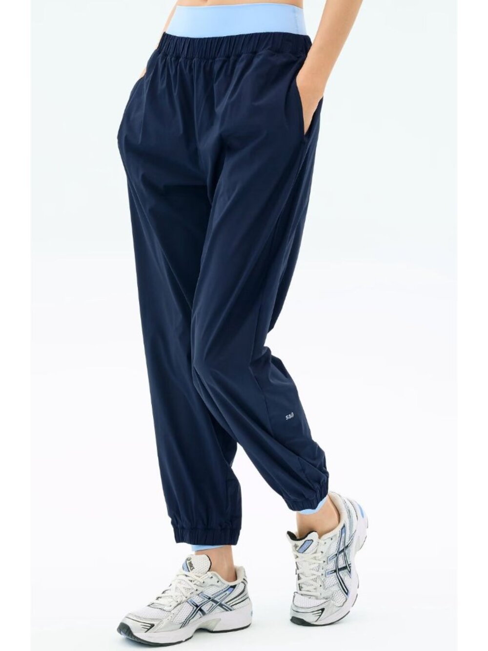 SPLITS59 Megan Woven Nylon Jogger Pants Indigo Navy Size Small
